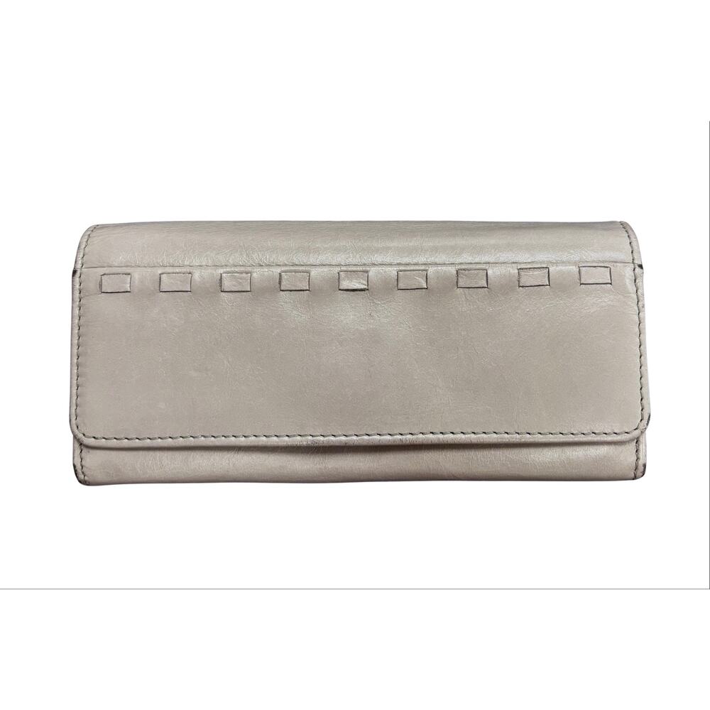 Hobo International Gray Parchment VTG Hide Leather Bifold Compact Wallet